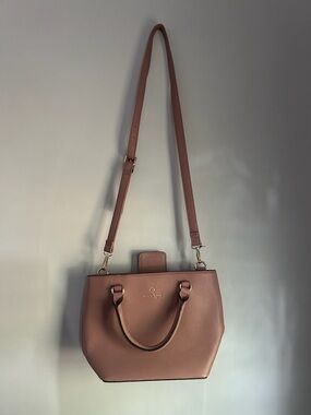 Brand New mauve leather crossbody satchel